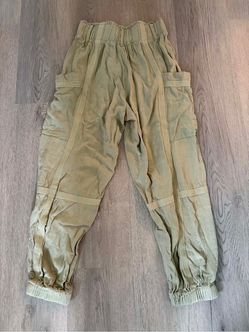 Twik Par Simons Sage Green Viscose Cargo Joggers Utility Gorpcore Lagenlook Boho - Picture 3 of 4
